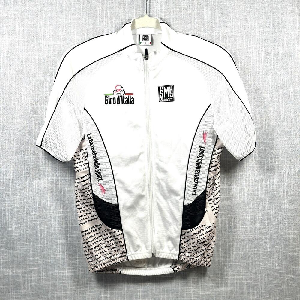 Giro d'Italia Santini SMS Cycling Jersey Shirt Trikot White Size M Made In Italy